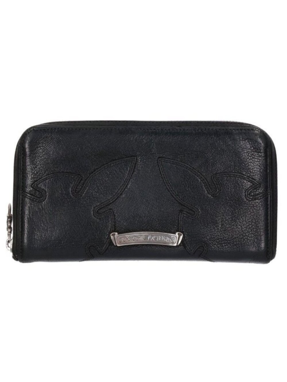 Chrome Hearts Rec Zip Double Flare Knee Round Zip Leather Wallet